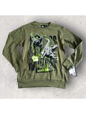 JURASSIC WORLD Women's Olive Crewneck Sweatshirt Size Large NEW NWT